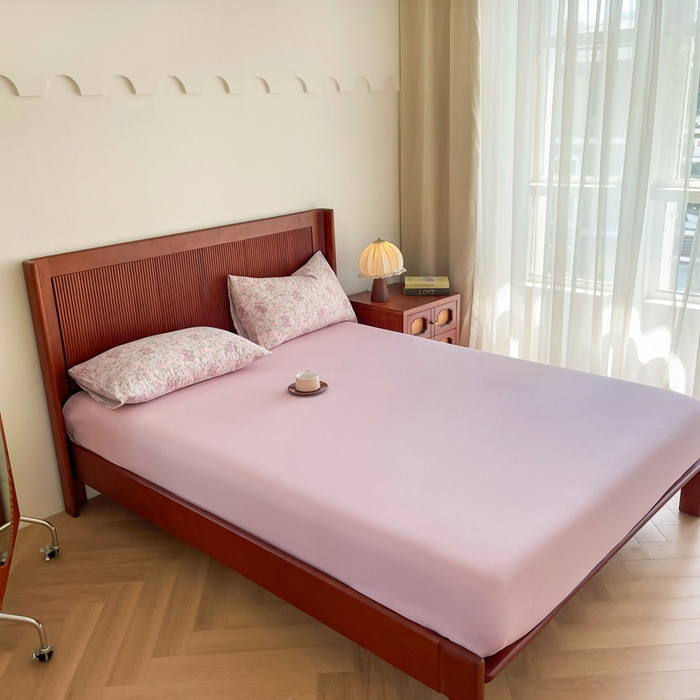 91家纺网 家纺一手货源 找家纺 典曼家纺 2025新款A类母婴级抗菌有氧双层纱亲肤小清新印花三件套四件套 清桃粉