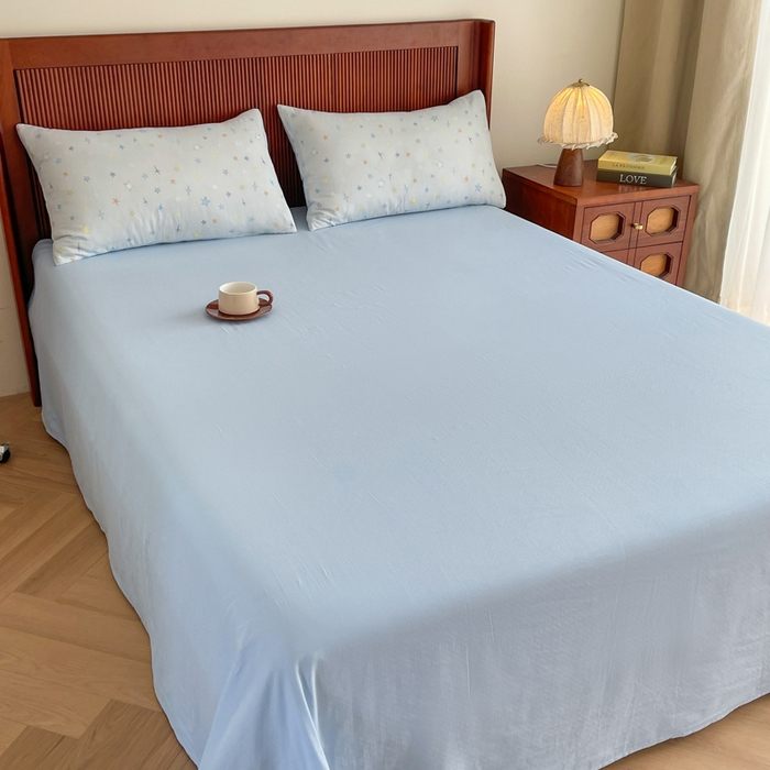 91家纺网 家纺一手货源 找家纺 典曼家纺 2025新款A类母婴级抗菌有氧双层纱亲肤小清新印花三件套四件套 星星世界