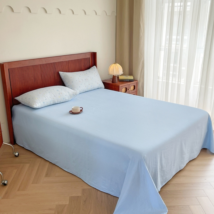 91家纺网 家纺一手货源 找家纺 典曼家纺 2025新款A类母婴级抗菌有氧双层纱亲肤小清新印花三件套四件套 星星世界