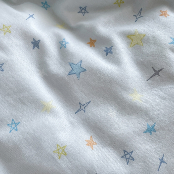 91家纺网 家纺一手货源 找家纺 典曼家纺 2025新款A类母婴级抗菌有氧双层纱亲肤小清新印花三件套四件套 星星世界