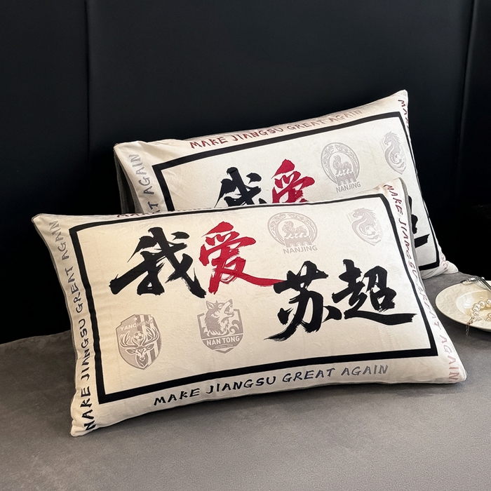 色鬼布艺高端家居主号 2025秋冬新款宝宝绒牛奶绒单枕套 我爱苏超