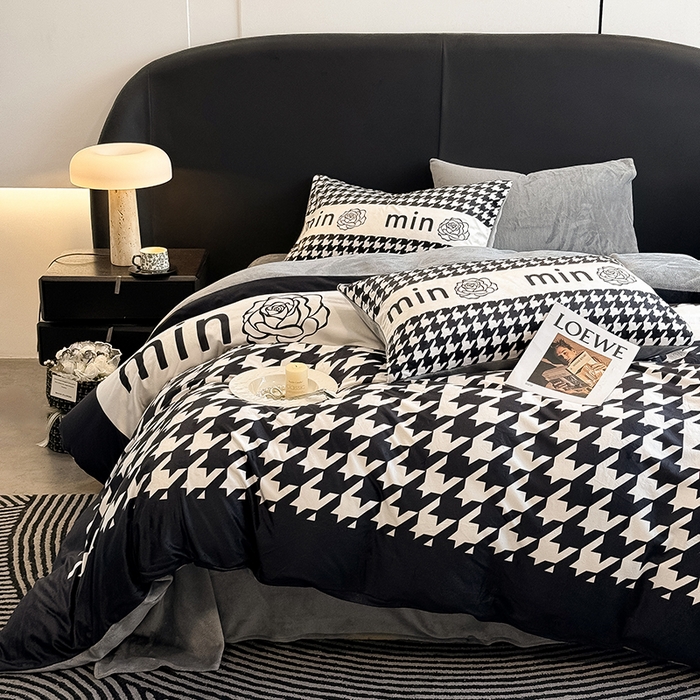 91家纺网 家纺一手货源 找家纺 色鬼布艺高端家居主号 2025秋冬新款宝宝绒牛奶绒四件套提供买家秀 千鸟格min