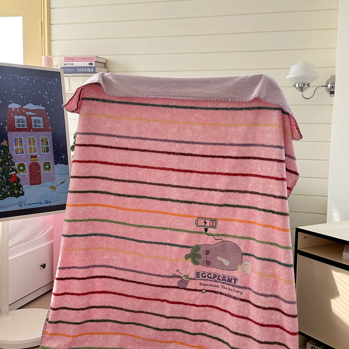 柚子YOUTH 2025新款牛奶绒羊绒多功能毯毯子 充电茄子