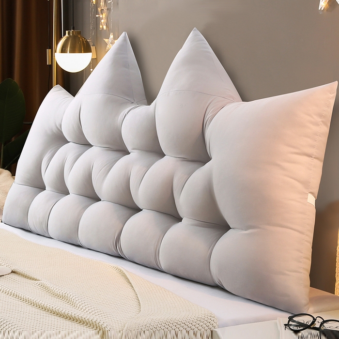 91家纺网 家纺一手货源 找家纺 碧尔家居 2025新款简约猫长条机械钉扣水洗棉床头靠枕 银灰