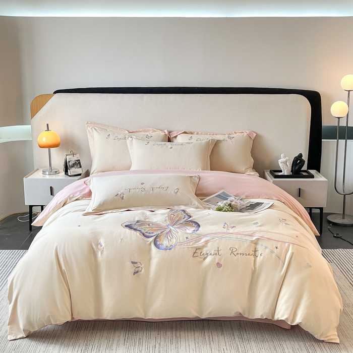 91家纺网 家纺一手货源 找家纺 （总）桃园 新款纯棉全棉长绒棉磨毛不掉毛四件套高端礼盒-蝶町系列（包含买家秀）