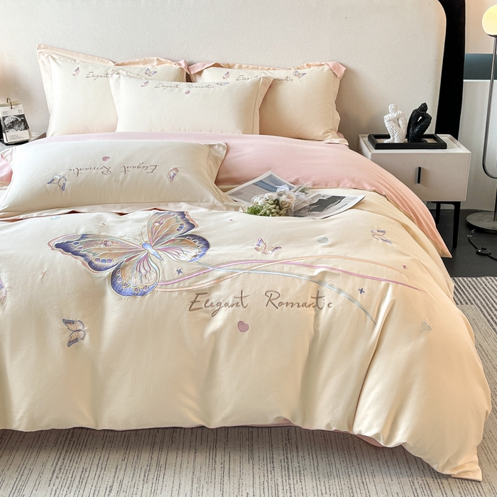 91家纺网 家纺一手货源 找家纺 （总）桃园 新款纯棉全棉长绒棉磨毛不掉毛四件套高端礼盒-蝶町系列（包含买家秀）