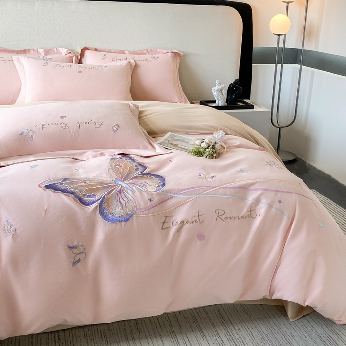 91家纺网 家纺一手货源 找家纺 （总）桃园 新款纯棉全棉长绒棉磨毛不掉毛四件套高端礼盒-蝶町系列（包含买家秀）