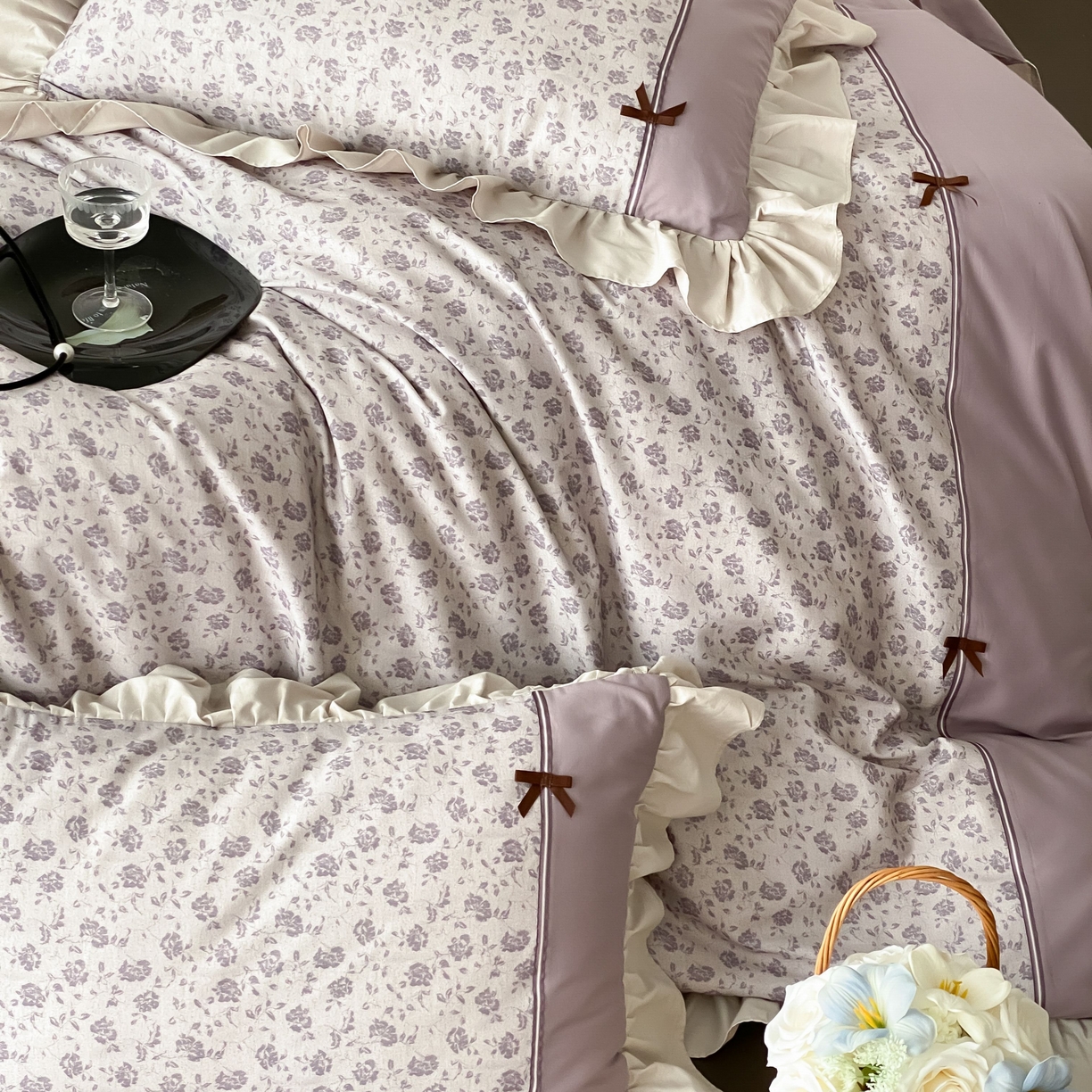 91家纺网 家纺一手货源 找家纺 曼布缇 2025新款法式碎花加厚全棉纯棉磨毛四件套珍妮（会员减20，券后控价358起） 珍妮-瑾紫