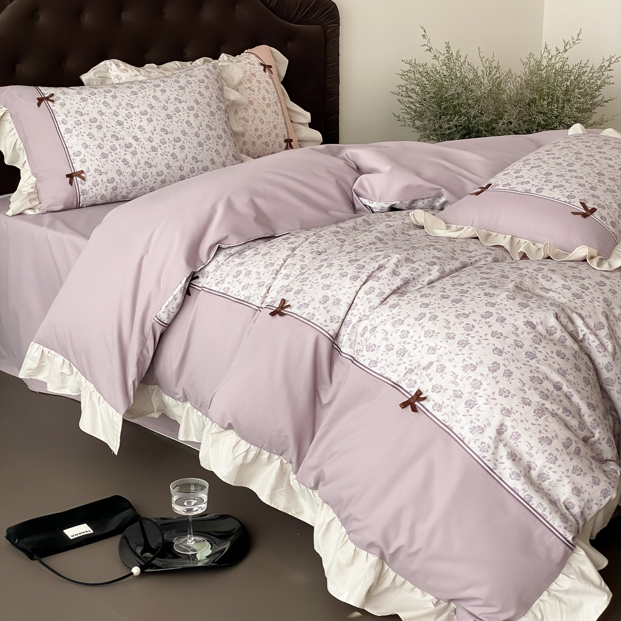 91家纺网 家纺一手货源 找家纺 曼布缇 2025新款法式碎花加厚全棉纯棉磨毛四件套珍妮（会员减20，券后控价358起） 珍妮-瑾紫