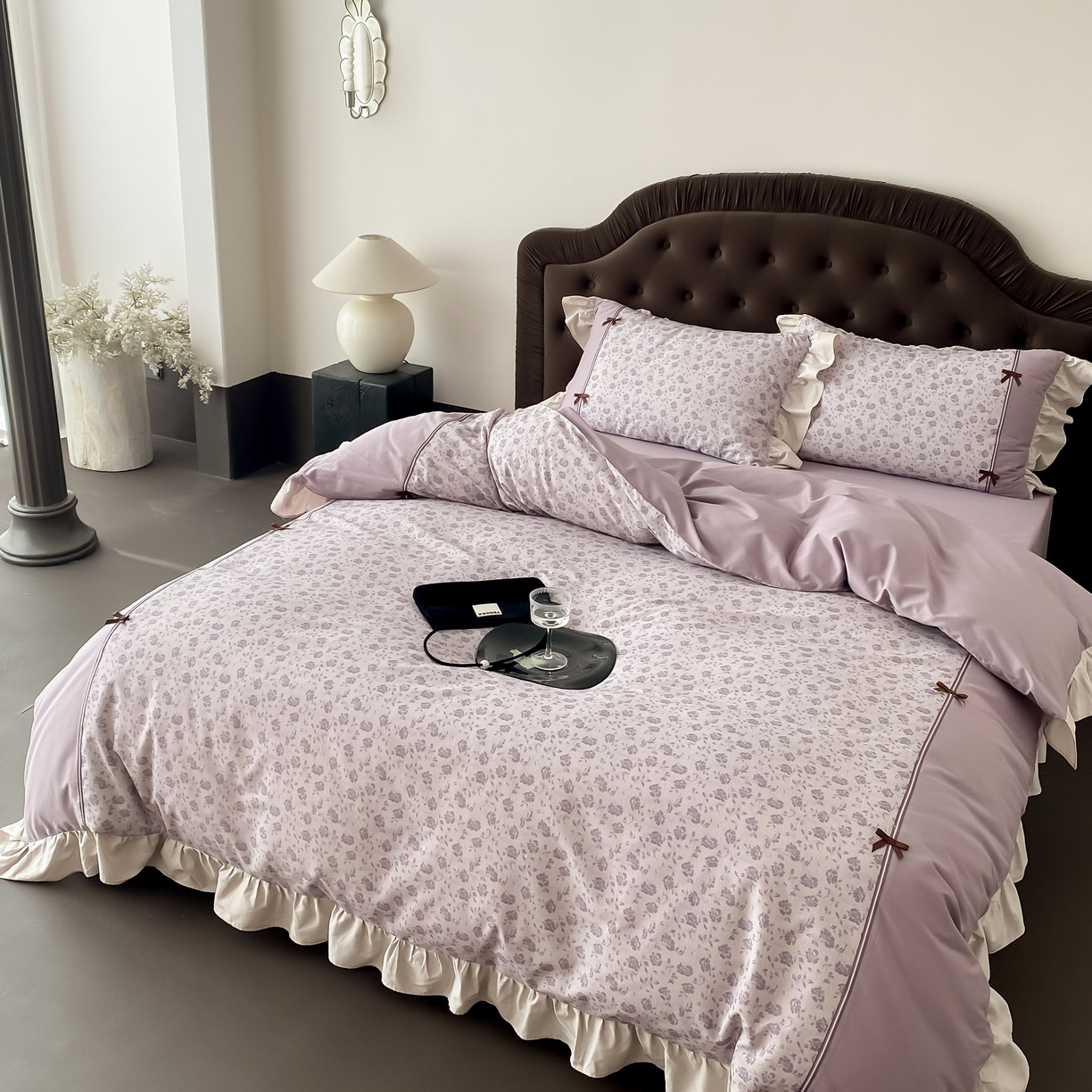 91家纺网 家纺一手货源 找家纺 曼布缇 2025新款法式碎花加厚全棉纯棉磨毛四件套珍妮（会员减20，券后控价358起） 珍妮-瑾紫