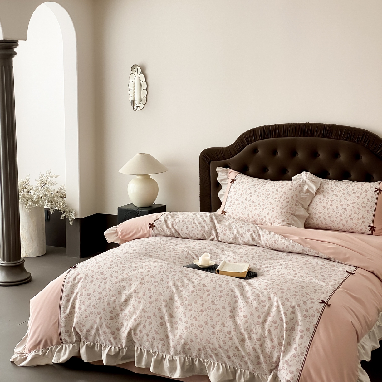 91家纺网 家纺一手货源 找家纺 曼布缇 2025新款法式碎花加厚全棉纯棉磨毛四件套珍妮（会员减20，券后控价358起） 珍妮-雅粉