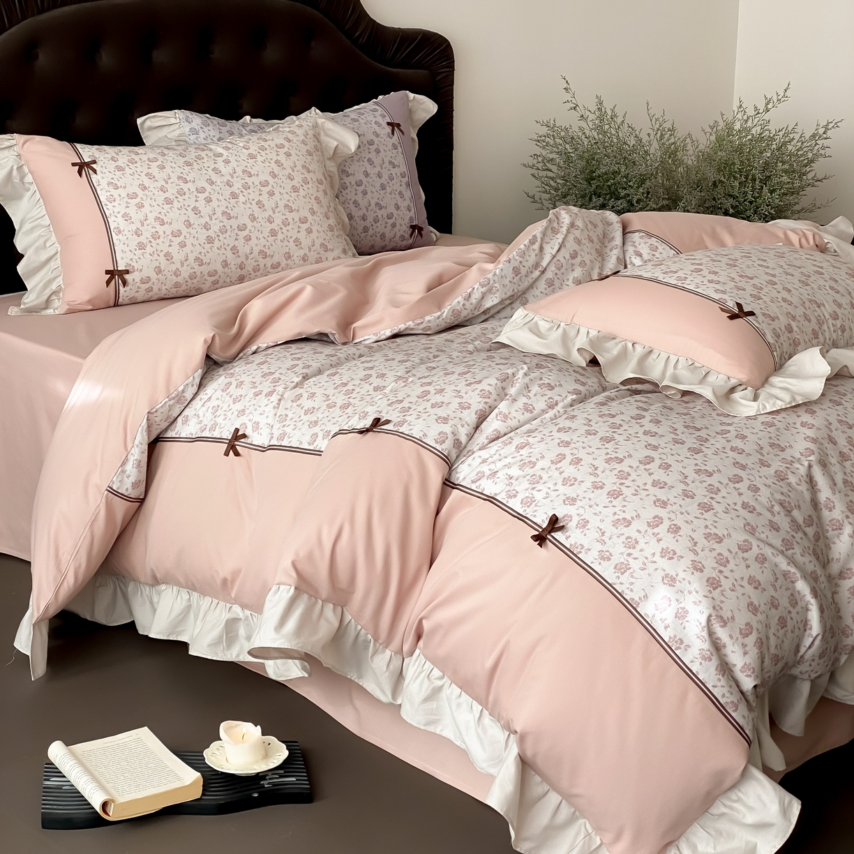 91家纺网 家纺一手货源 找家纺 曼布缇 2025新款法式碎花加厚全棉纯棉磨毛四件套珍妮（会员减20，券后控价358起） 珍妮-雅粉