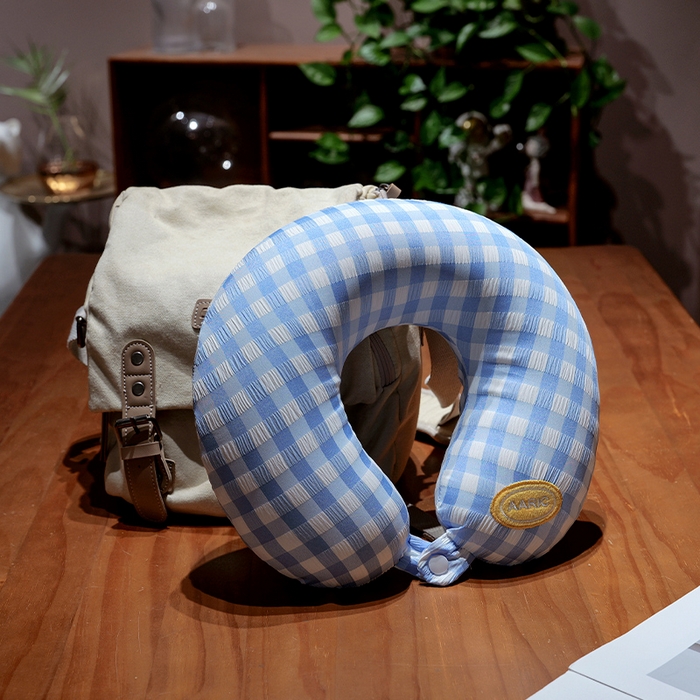 91家纺网 家纺一手货源 找家纺 仟亿莱 2025新款果蔬记忆棉u枕套盒 记忆蓝格果蔬