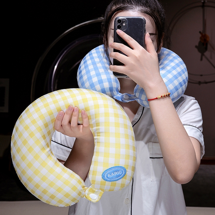 91家纺网 家纺一手货源 找家纺 仟亿莱 2025新款果蔬记忆棉u枕套盒 记忆黄格果蔬