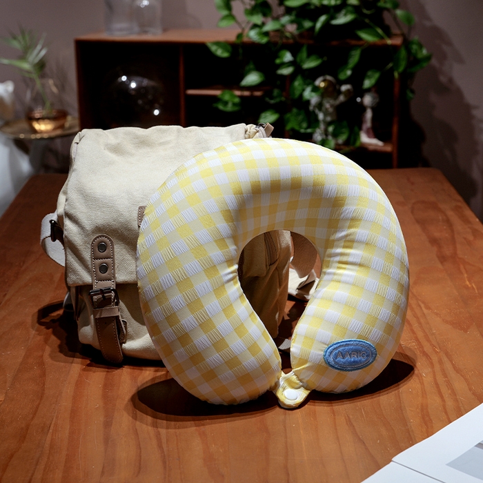 91家纺网 家纺一手货源 找家纺 仟亿莱 2025新款果蔬记忆棉u枕套盒 记忆黄格果蔬