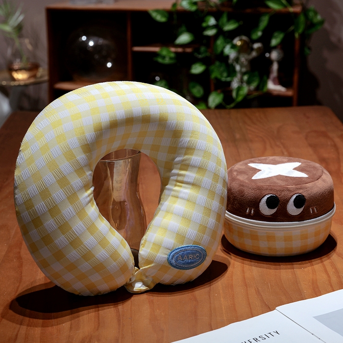 仟亿莱 2025新款果蔬记忆棉u枕套盒 香菇黄格收纳