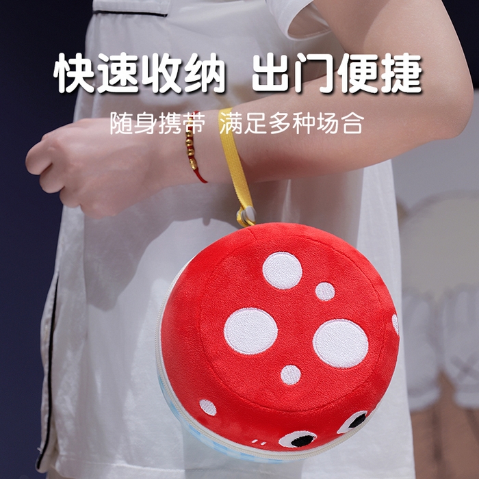 91家纺网 家纺一手货源 找家纺 仟亿莱 2025新款果蔬记忆棉u枕套盒 红蘑菇蓝格收纳