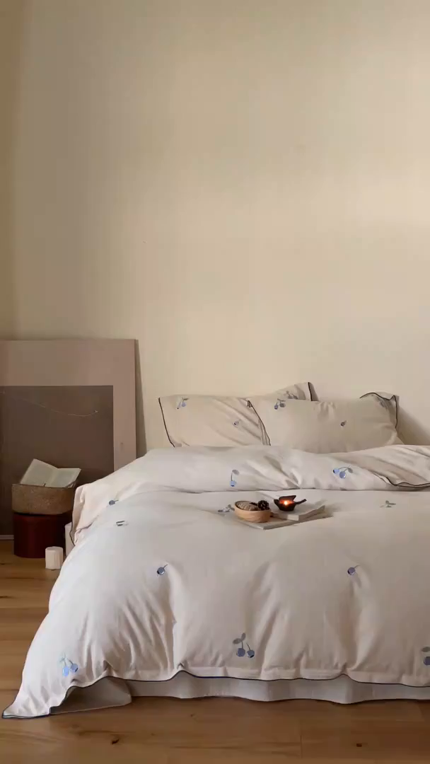 91家纺网 家纺一手货源 找家纺 （总）华超针织 2025新款棉麻密拷边刺绣四件套-蓝莓