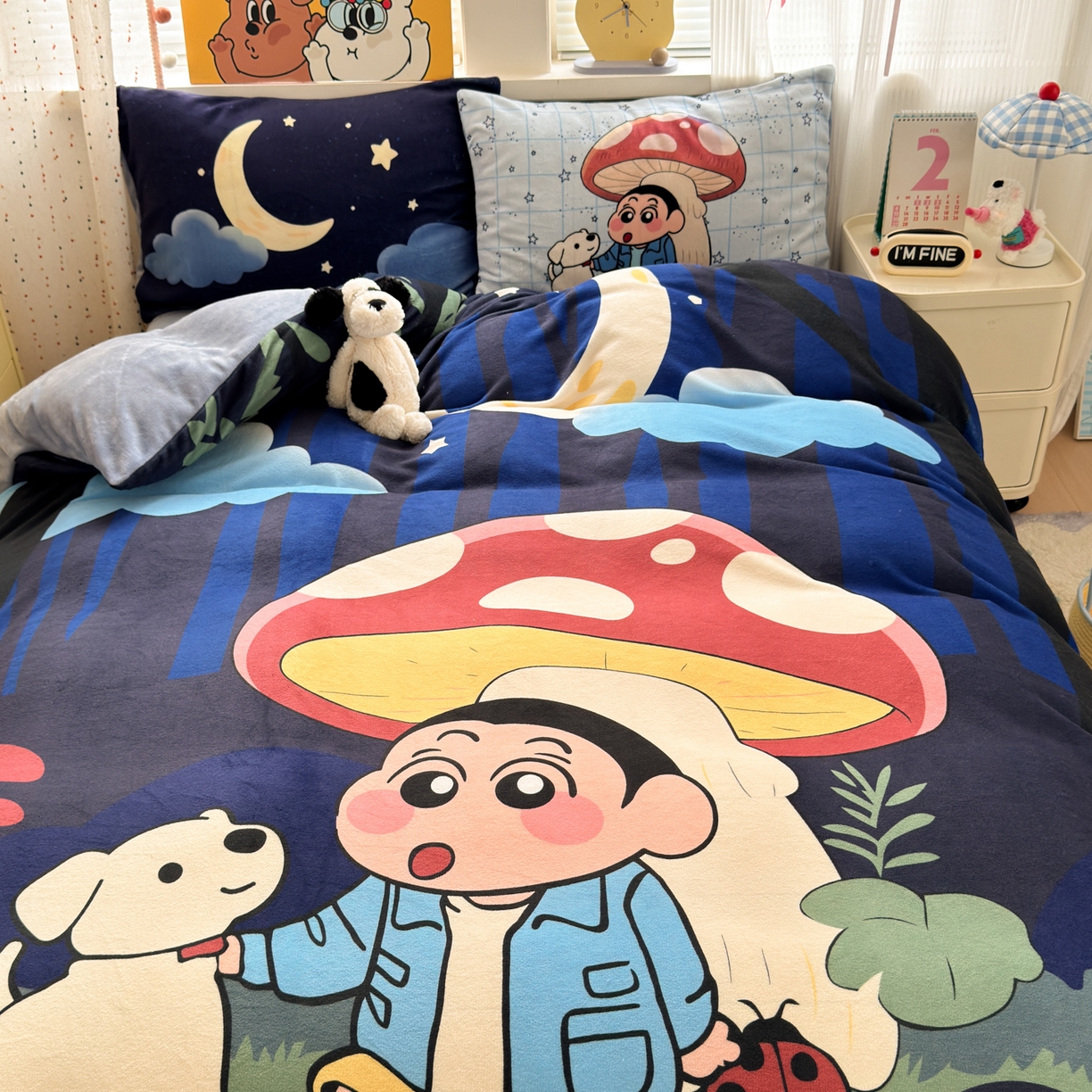 91家纺网 家纺一手货源 找家纺 一霖家纺 2025新款大版卡通牛奶绒四件套 星空小新