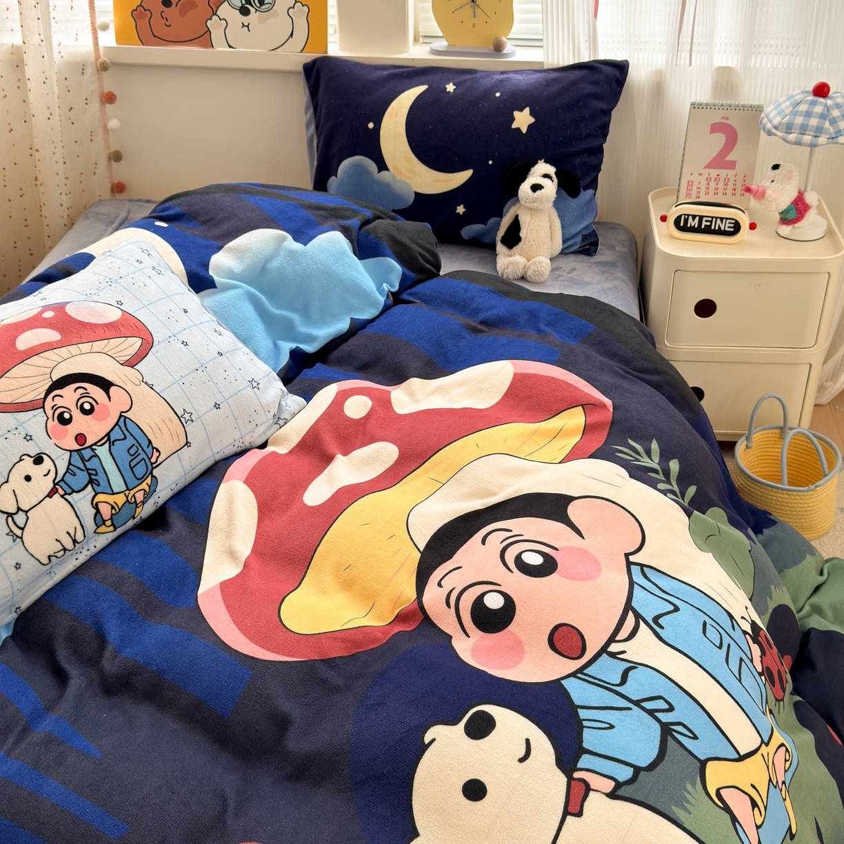 91家纺网 家纺一手货源 找家纺 一霖家纺 2025新款大版卡通牛奶绒四件套 星空小新