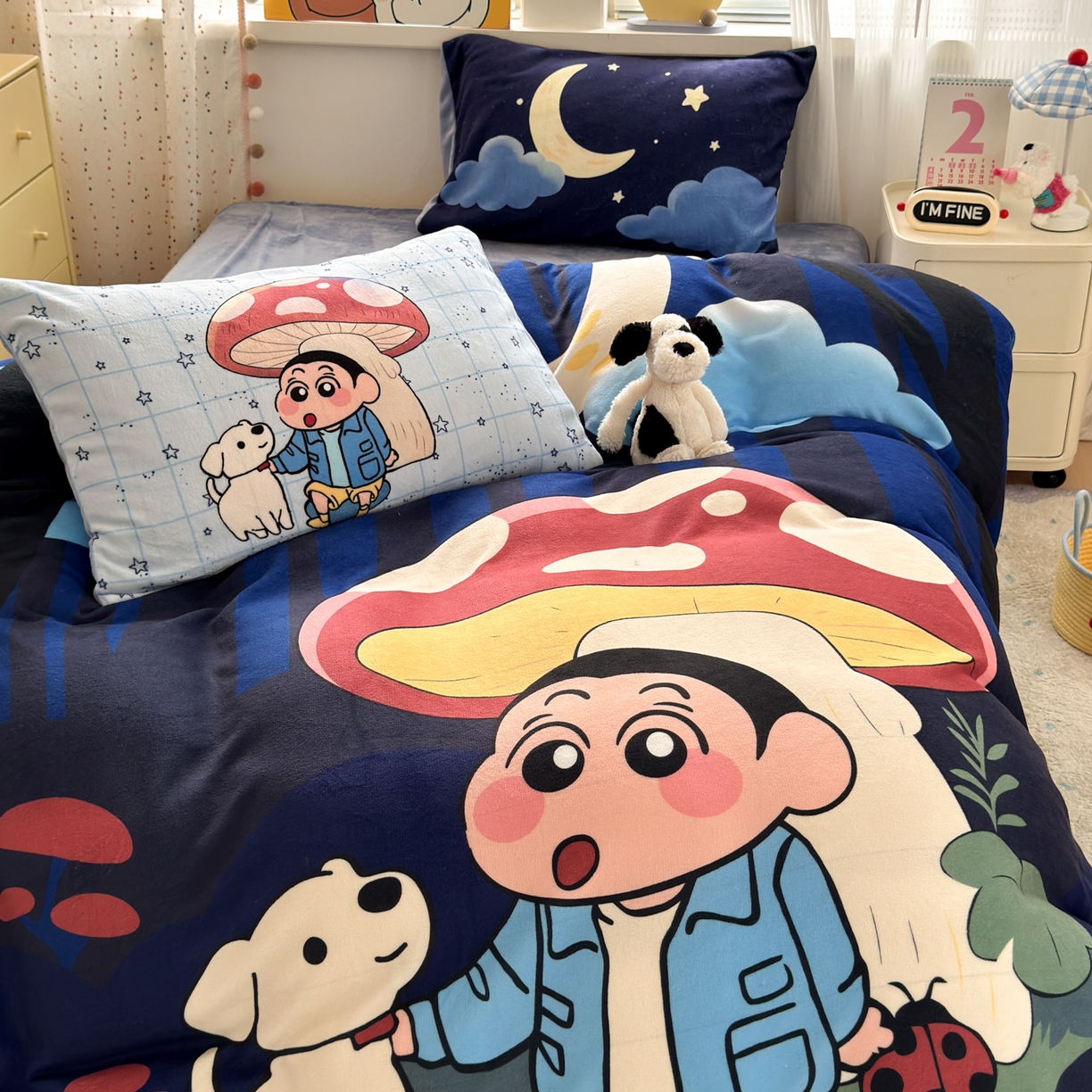 91家纺网 家纺一手货源 找家纺 一霖家纺 2025新款大版卡通牛奶绒四件套 星空小新