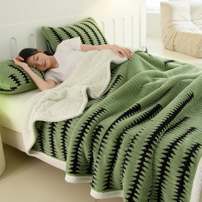 圣靓 2025新款阳离子双面舒棉绒盖毯毛毯 杉影茶绿