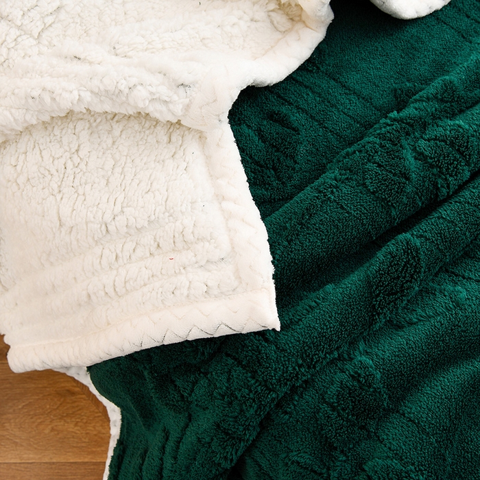 91家纺网 家纺一手货源 找家纺 圣靓 2025新款加厚塔芙绒叶语双层毯子毛毯 叶语绿