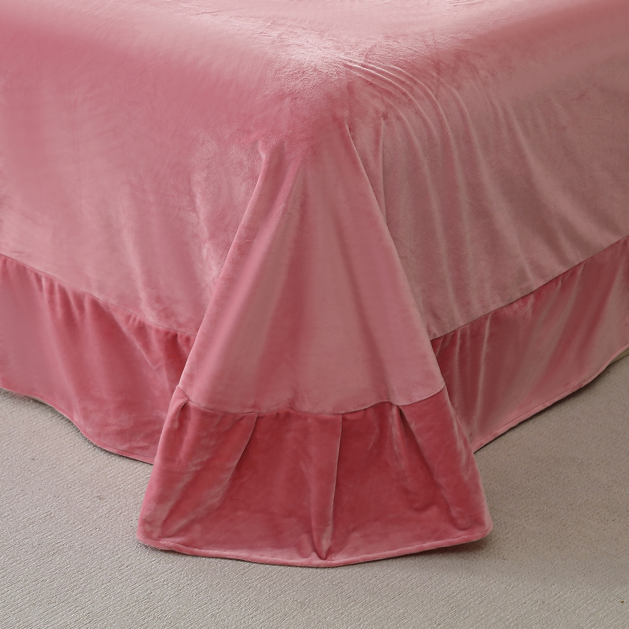 91家纺网 家纺一手货源 找家纺 棠薇家纺 2025秋冬牛奶绒蚕丝绒四件套珊瑚绒床上绒四件套冬季加绒法兰绒 初羡-豆沙