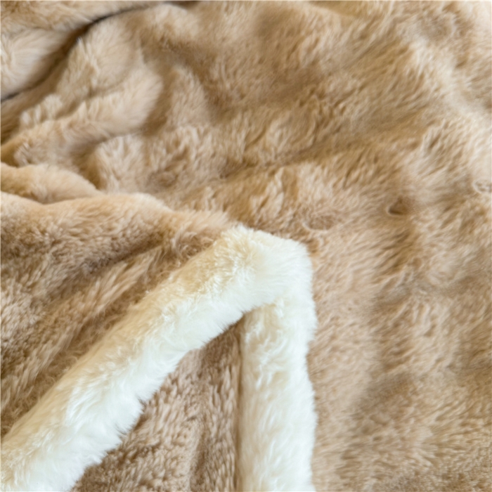 91家纺网 家纺一手货源 找家纺 2025新款泡泡绒毛毯仿兔毛绒毛毯毯子 科伦娜兔毛绒-咖