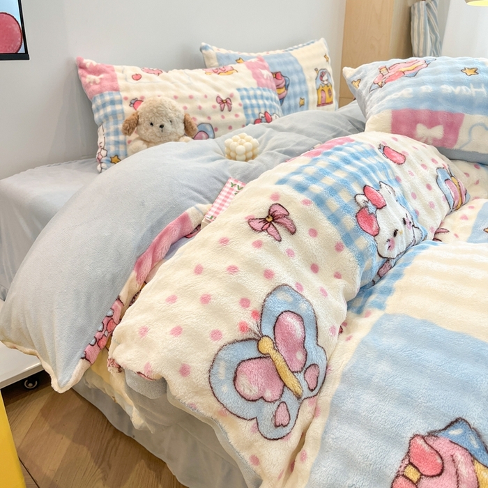 91家纺网 家纺一手货源 找家纺 （总）金梦拉家纺 2025直播爆款泡泡绒印花系列加厚牛奶绒四件套