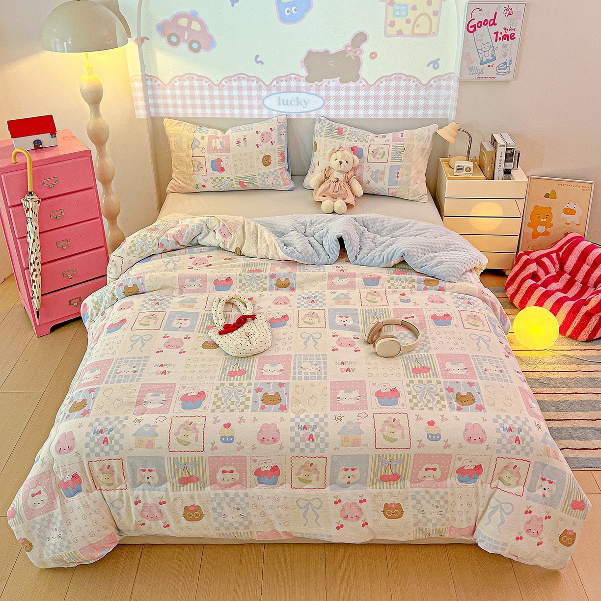 91家纺网 家纺一手货源 找家纺 昊川家纺 2025新款云感针织全棉花边豆豆被春秋被冬被被子被芯 奶油块块