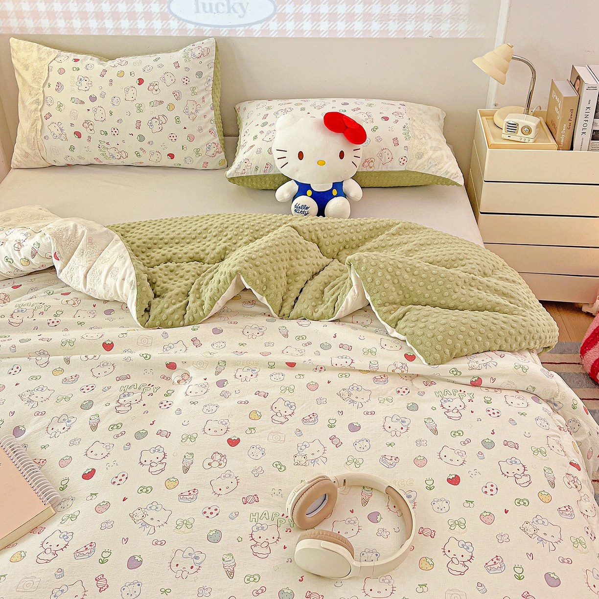 91家纺网 家纺一手货源 找家纺 昊川家纺 2025新款云感针织全棉花边豆豆被春秋被冬被被子被芯 甜品猫星球