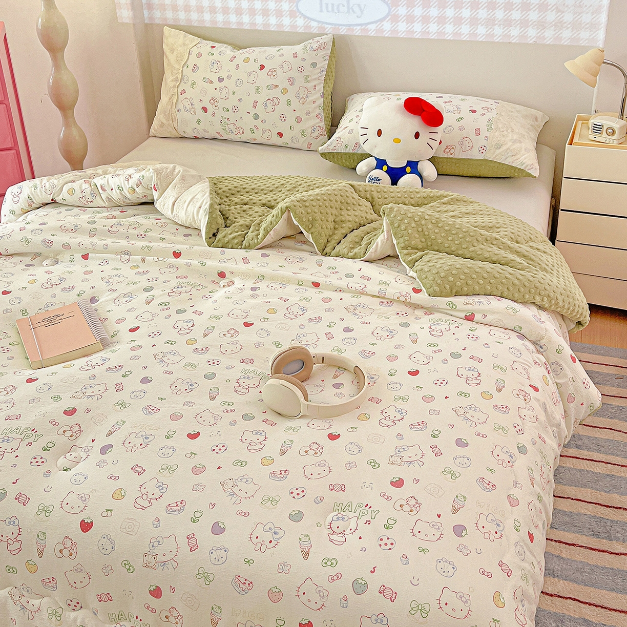 91家纺网 家纺一手货源 找家纺 昊川家纺 2025新款云感针织全棉花边豆豆被春秋被冬被被子被芯 甜品猫星球