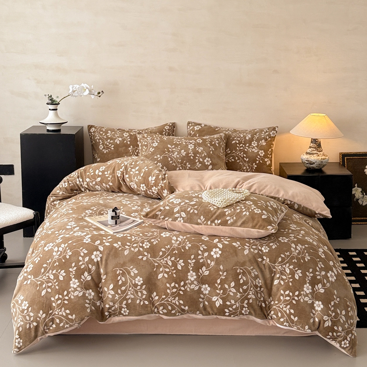 91家纺网 家纺一手货源 找家纺 （总）懒猫家纺 2025新款印花海獭绒加厚保暖四件套