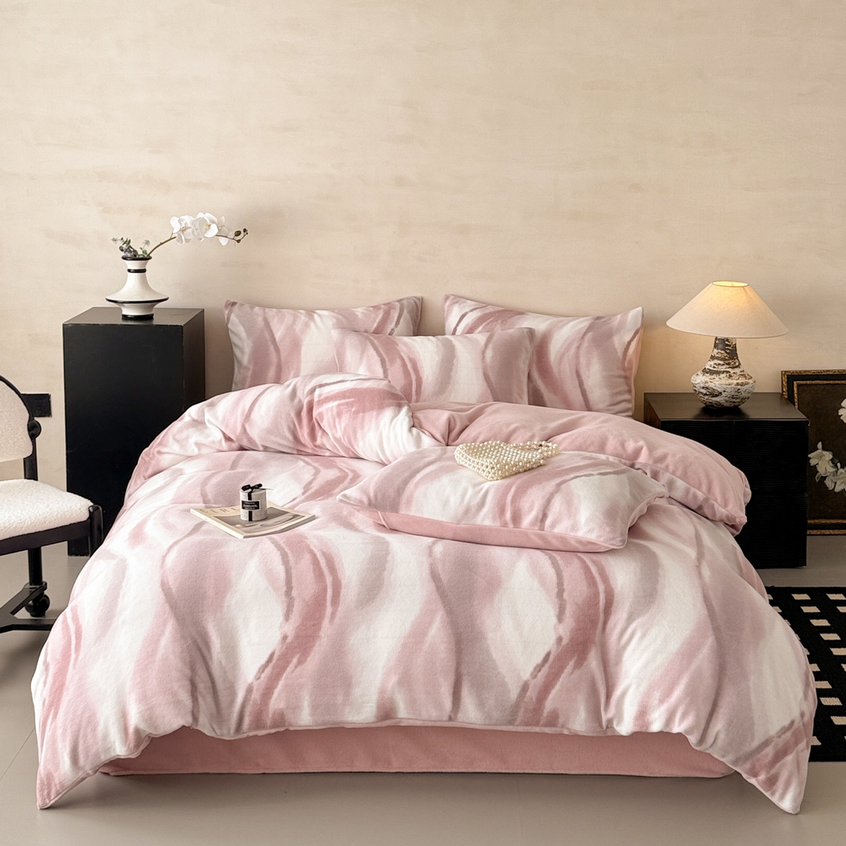 91家纺网 家纺一手货源 找家纺 （总）懒猫家纺 2025新款印花海獭绒加厚保暖四件套