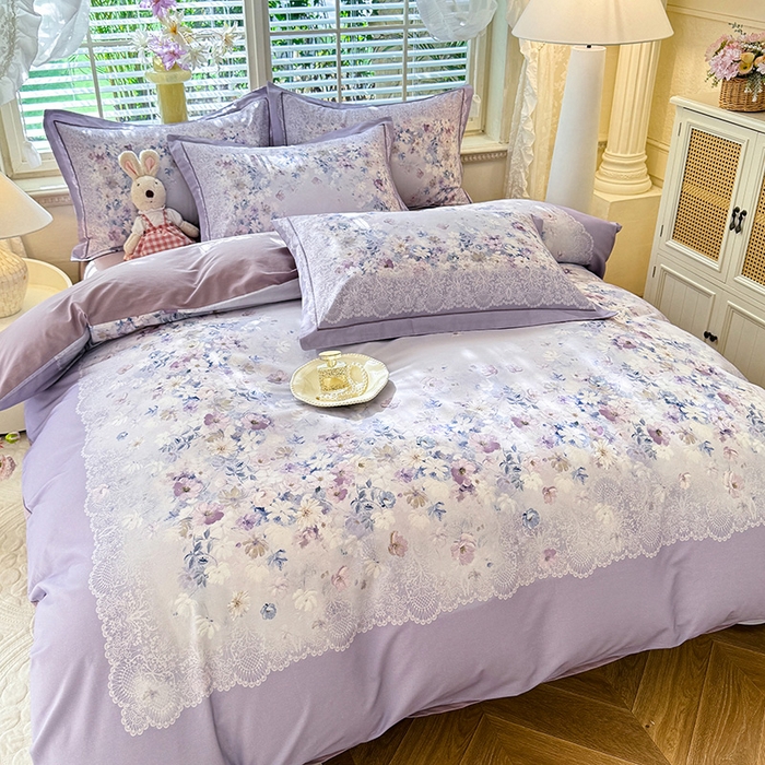 91家纺网 家纺一手货源 找家纺 巧玲珑 2025新款100%数码印花生态AB版四件套 D奈薇