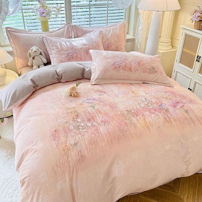 91家纺网 家纺一手货源 找家纺 巧玲珑 2025新款100%数码印花生态AB版四件套 D秋恋