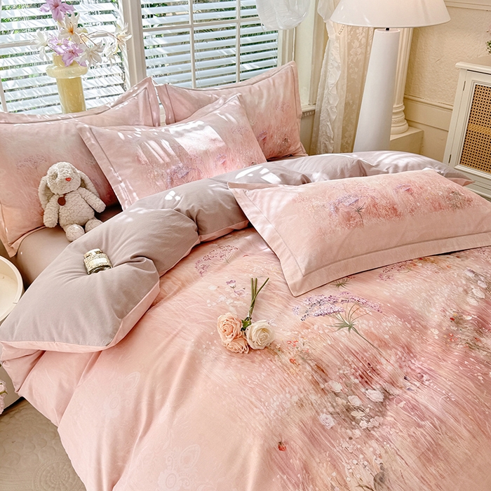 91家纺网 家纺一手货源 找家纺 巧玲珑 2025新款100%数码印花生态AB版四件套 D秋恋