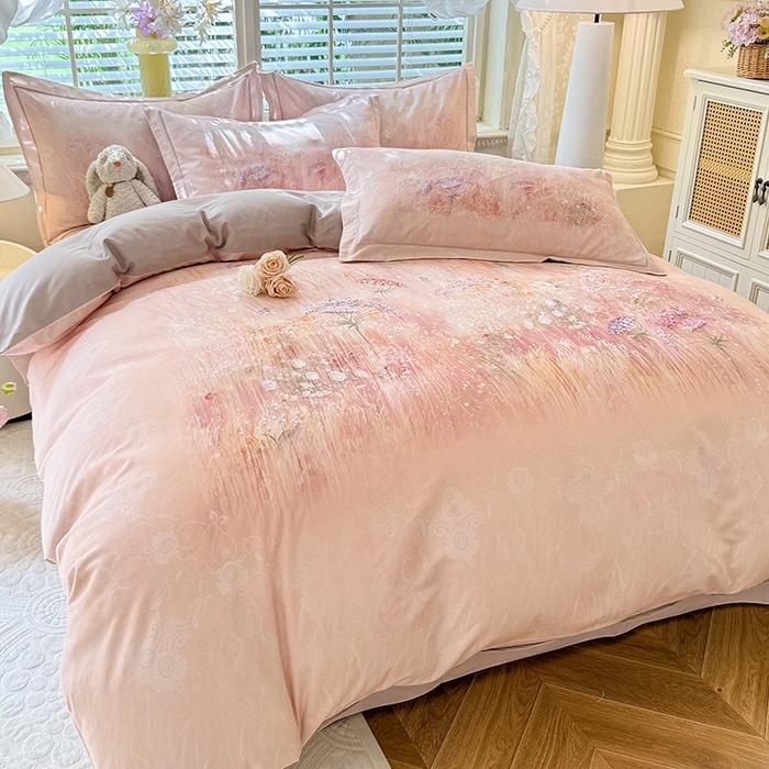 91家纺网 家纺一手货源 找家纺 巧玲珑 2025新款100%数码印花生态AB版四件套 D秋恋