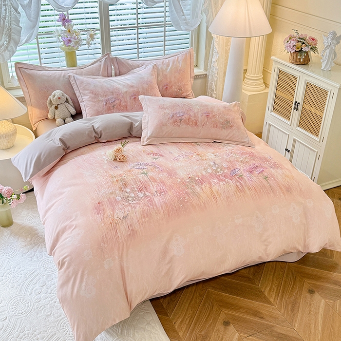 91家纺网 家纺一手货源 找家纺 巧玲珑 2025新款100%数码印花生态AB版四件套 D秋恋