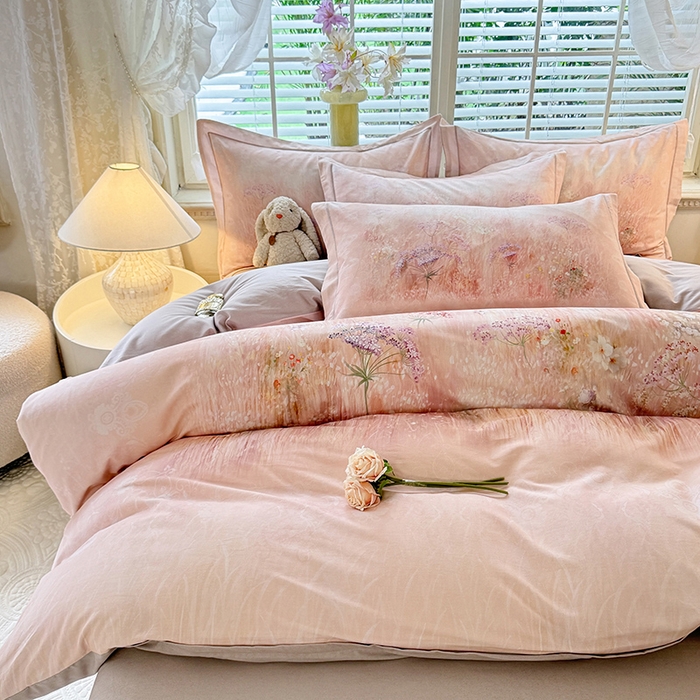 91家纺网 家纺一手货源 找家纺 巧玲珑 2025新款100%数码印花生态AB版四件套 D秋恋