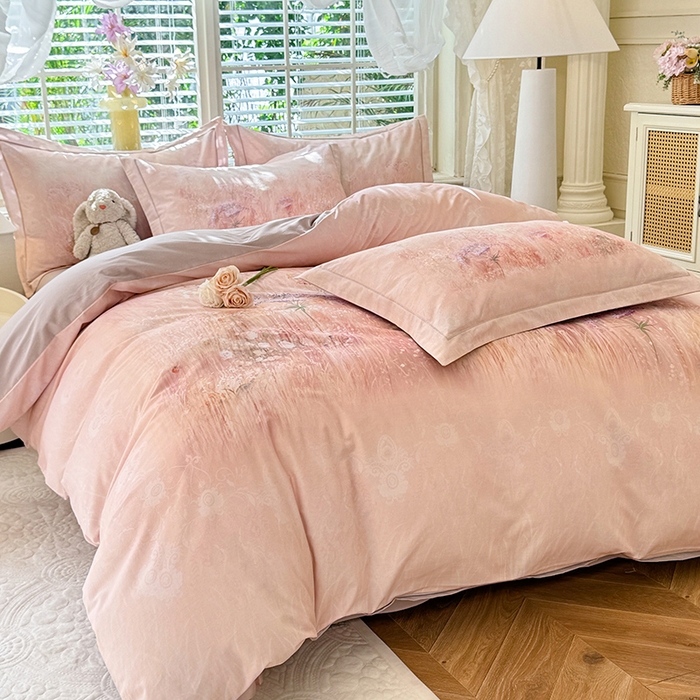 91家纺网 家纺一手货源 找家纺 巧玲珑 2025新款100%数码印花生态AB版四件套 D秋恋