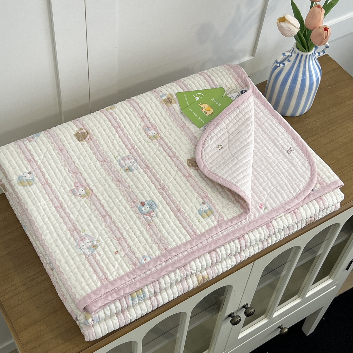 91家纺网 家纺一手货源 找家纺 沐纯家居 2025新款跑量款双面纯棉印花水洗床盖 彩虹喵喵