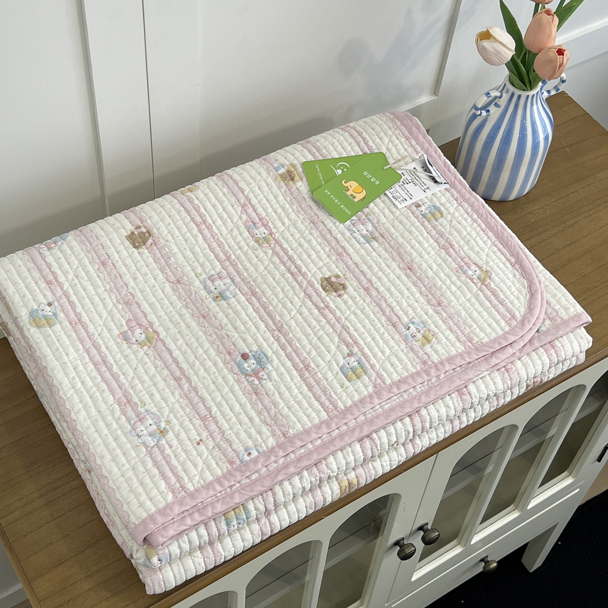 91家纺网 家纺一手货源 找家纺 沐纯家居 2025新款跑量款双面纯棉印花水洗床盖 彩虹喵喵