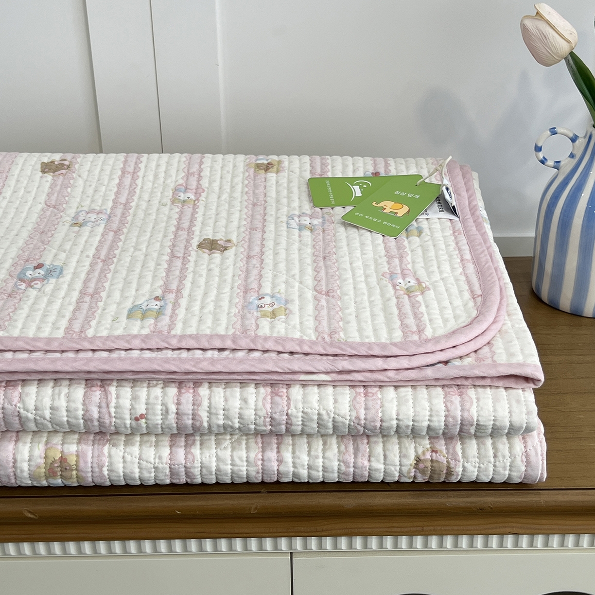 91家纺网 家纺一手货源 找家纺 沐纯家居 2025新款跑量款双面纯棉印花水洗床盖 彩虹喵喵