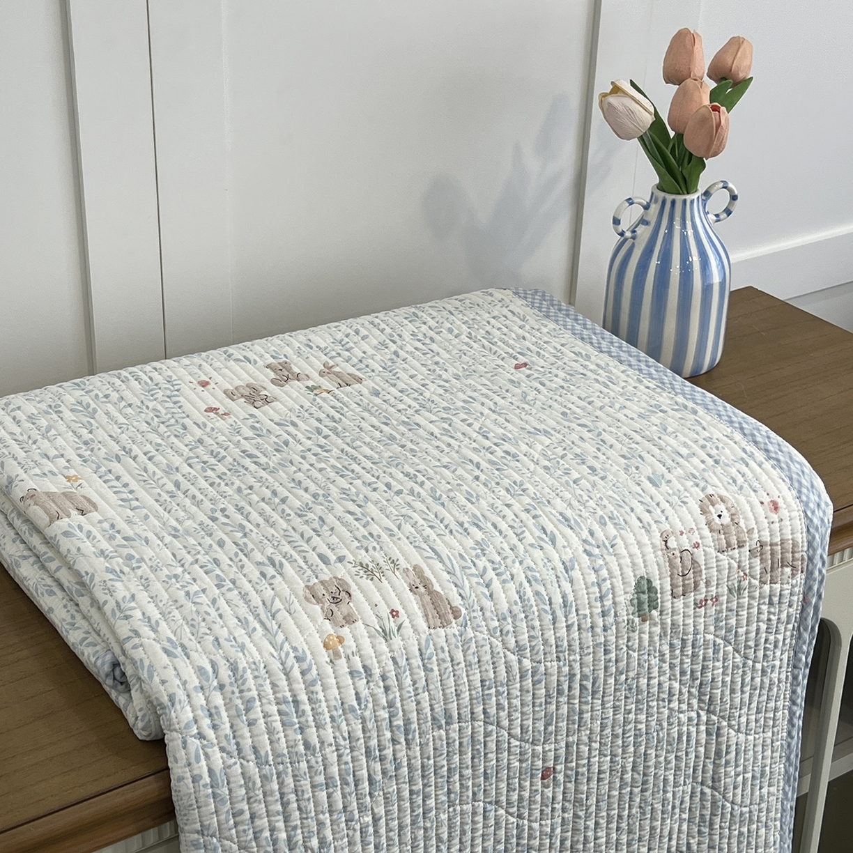 91家纺网 家纺一手货源 找家纺 沐纯家居 2025新款跑量款双面纯棉印花水洗床盖 丛草集