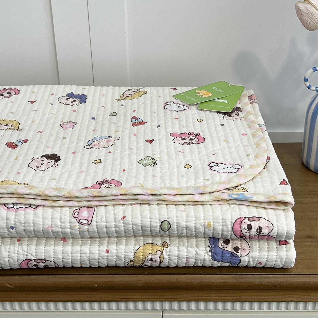 91家纺网 家纺一手货源 找家纺 沐纯家居 2025新款跑量款双面纯棉印花水洗床盖 动漫小人