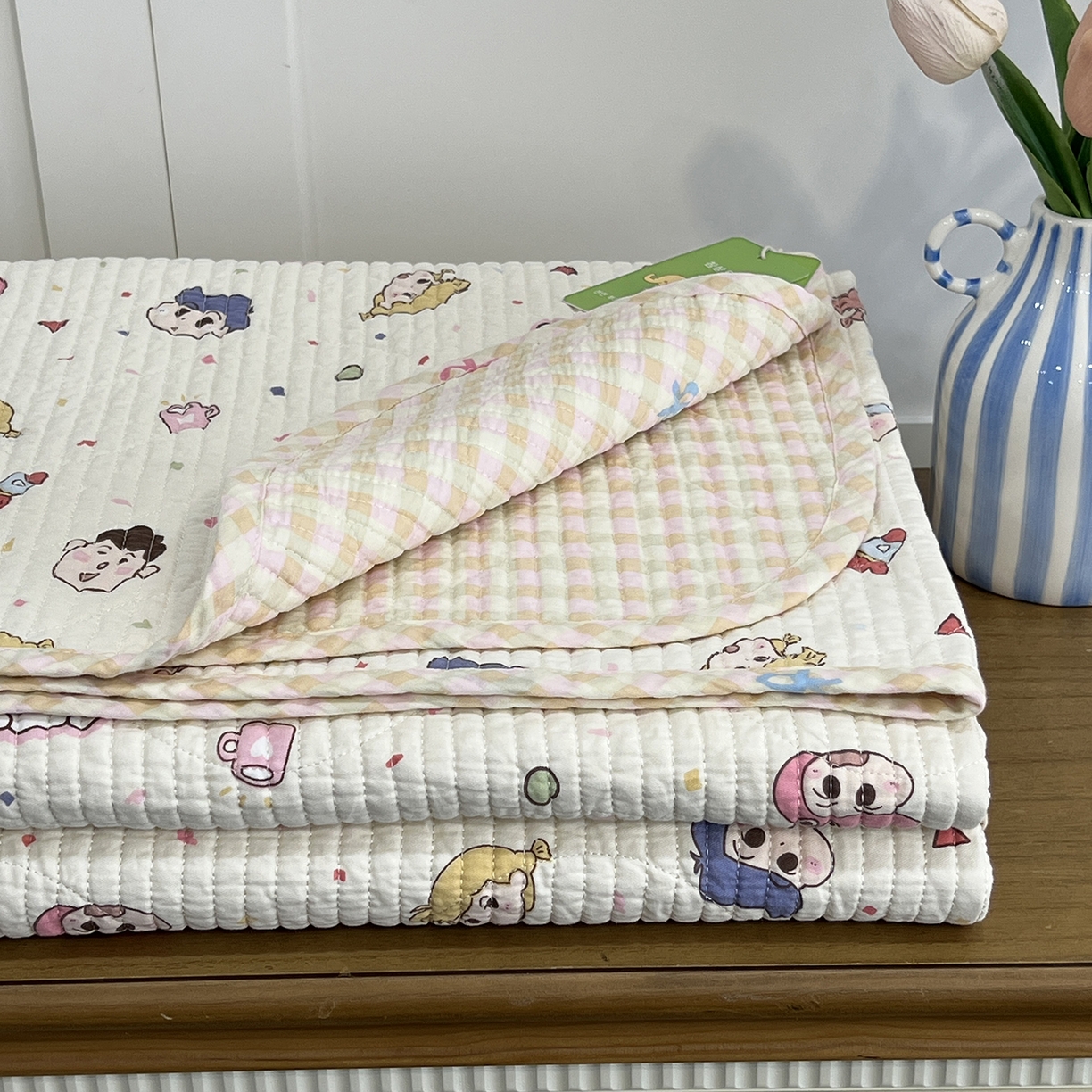 91家纺网 家纺一手货源 找家纺 沐纯家居 2025新款跑量款双面纯棉印花水洗床盖 动漫小人