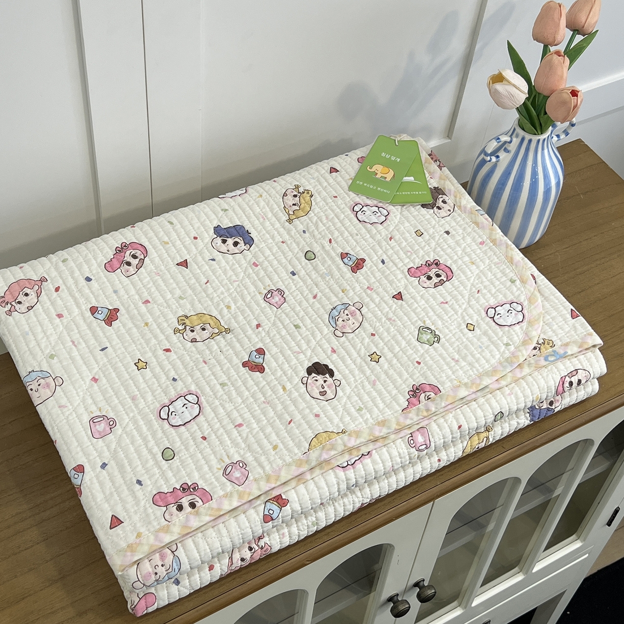 91家纺网 家纺一手货源 找家纺 沐纯家居 2025新款跑量款双面纯棉印花水洗床盖 动漫小人