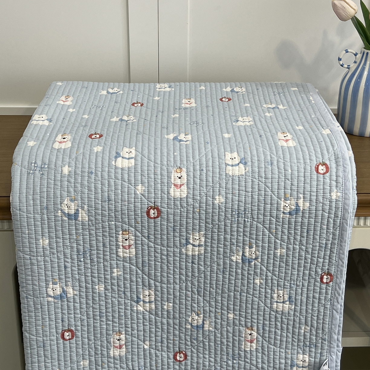 91家纺网 家纺一手货源 找家纺 沐纯家居 2025新款跑量款双面纯棉印花水洗床盖 吉吉猫